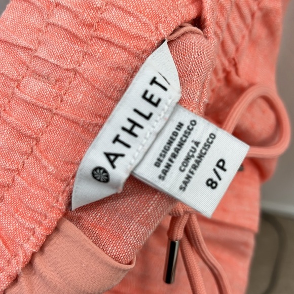 Athleta Retreat 100% linen Jogger Pant size 8/P Coral Salmon Color - Picture 5 of 10
